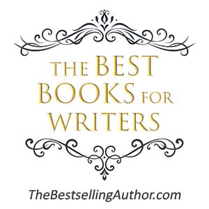 Best Books for Writers header in gold font with black floral motif frame