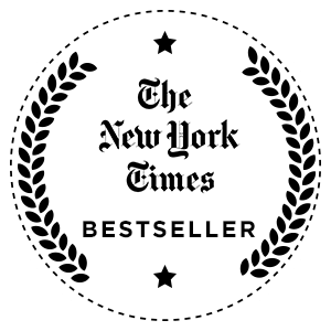 Black and white New York Times bestsellier seal, stamp, or logo with stars and wreath