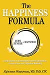 Yellow book cover for The Happiness Formula with black and white circle